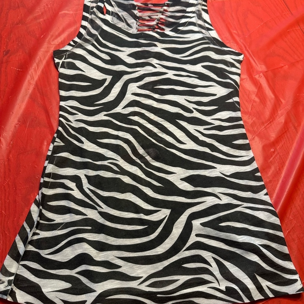 Zebra Print Tank Top - Black and White